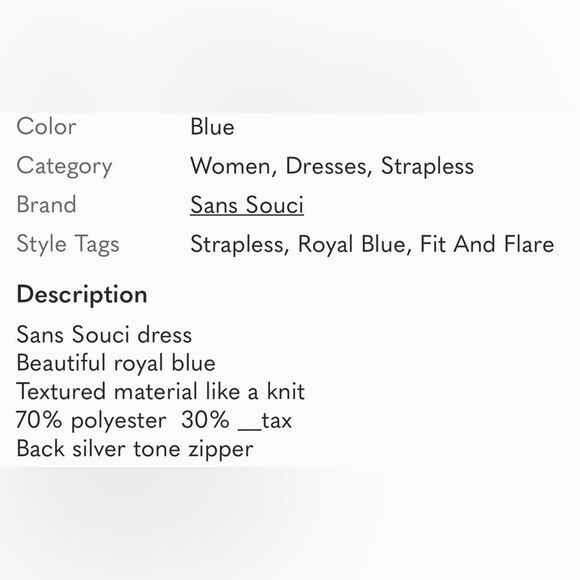 Sans Souci Vibrant Blue Strapless Dress - Picture 13 of 14